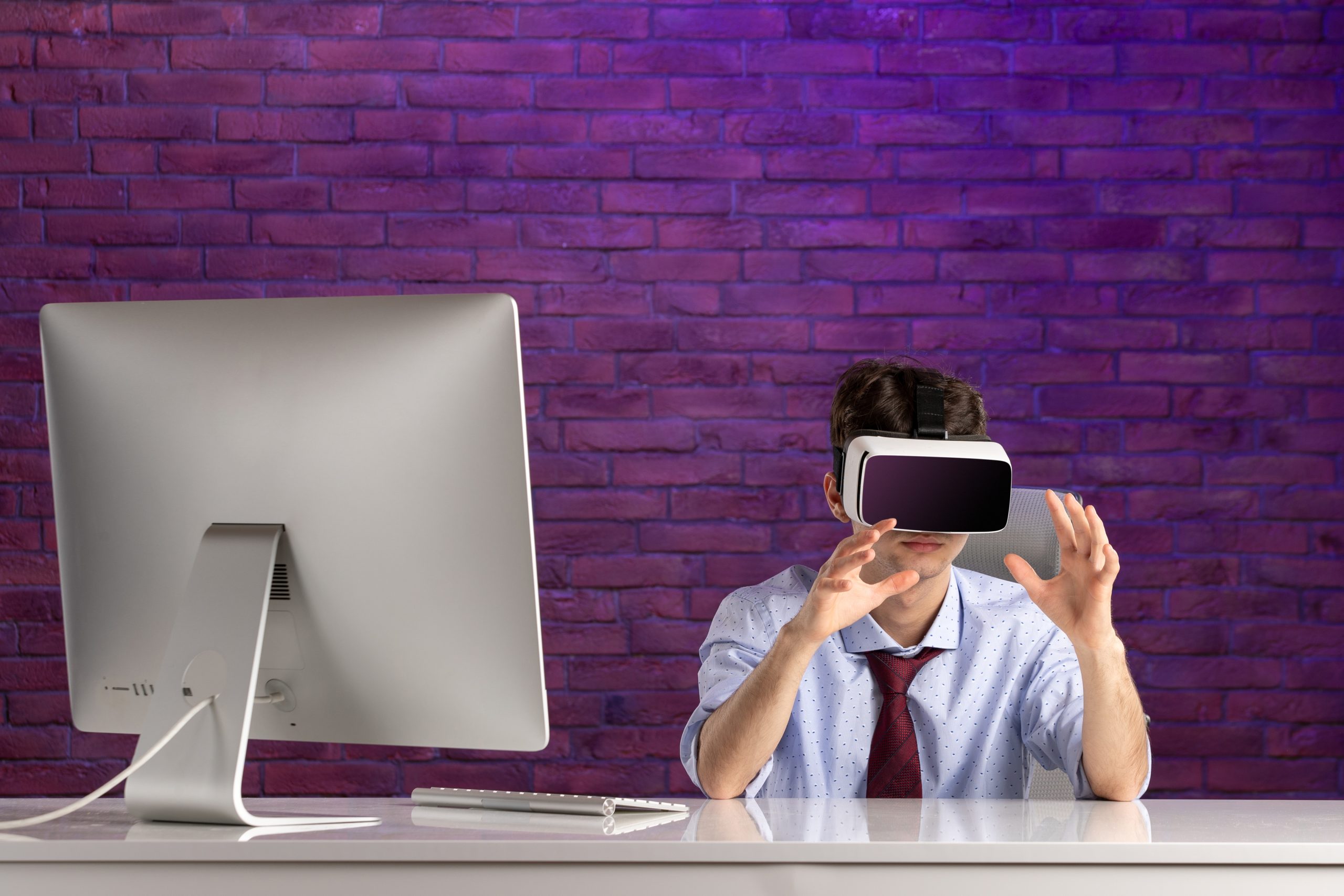 a boy with vr box